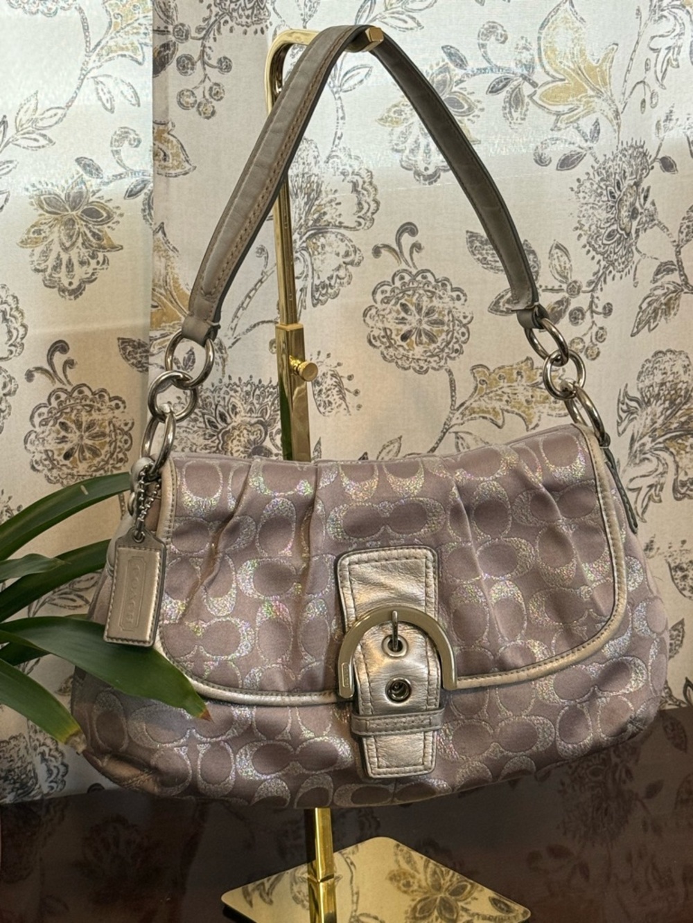 Coach SoHo signature c metallic jacquard hobo shoulder